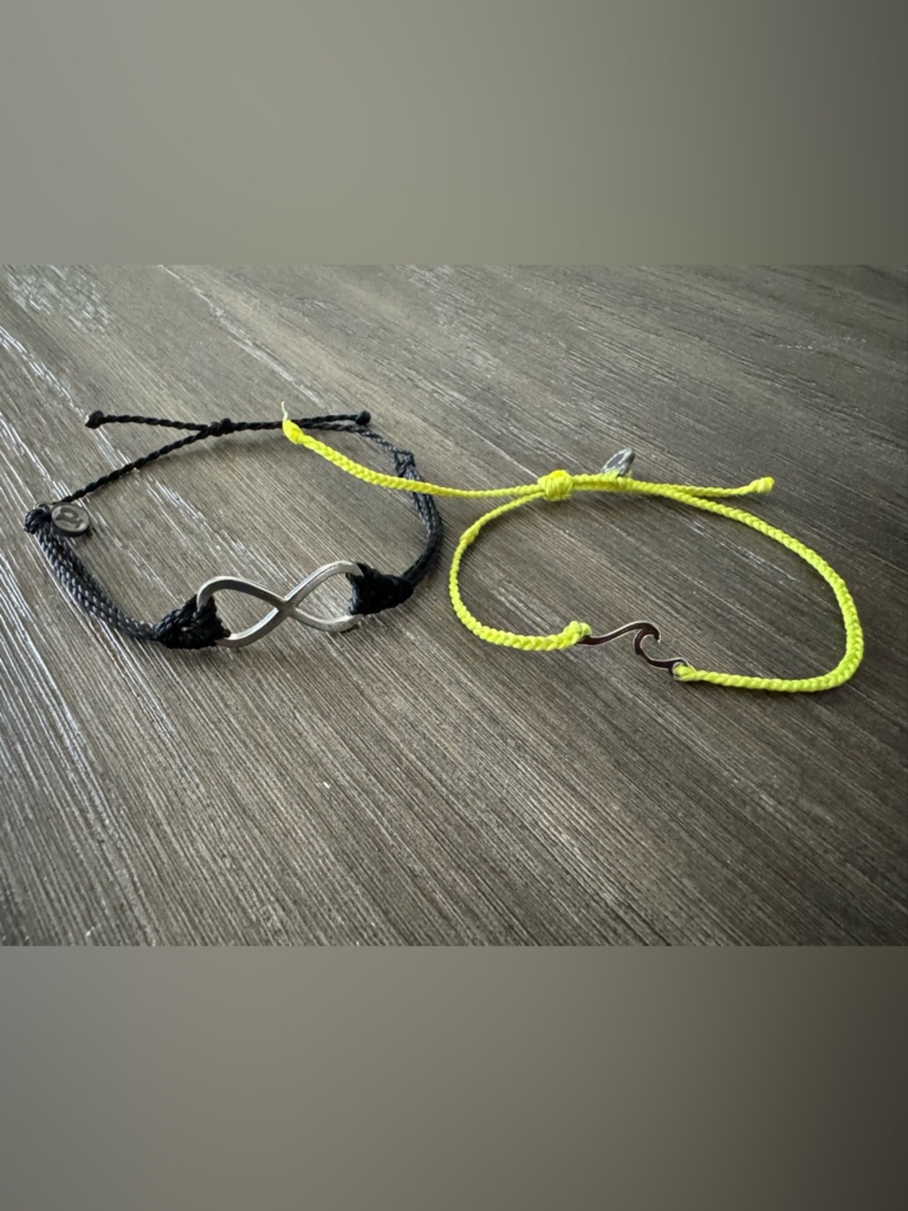 Pura Vida Black Infinity & Neon Yellow Wave Cord Bracelets set of 2!